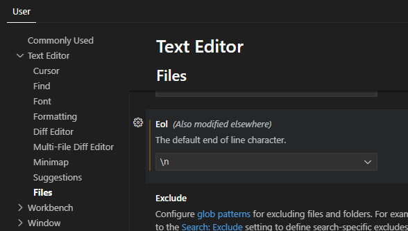 Configuring Visual Studio to use Windows line endings.